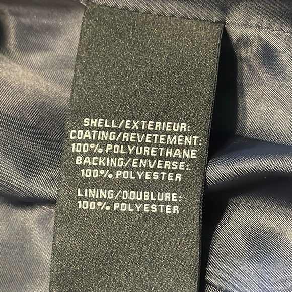 7 For All Mankind Faux Leather Double Breasted Blazer Size Small Navy Going  Out - Picture 5 of 7